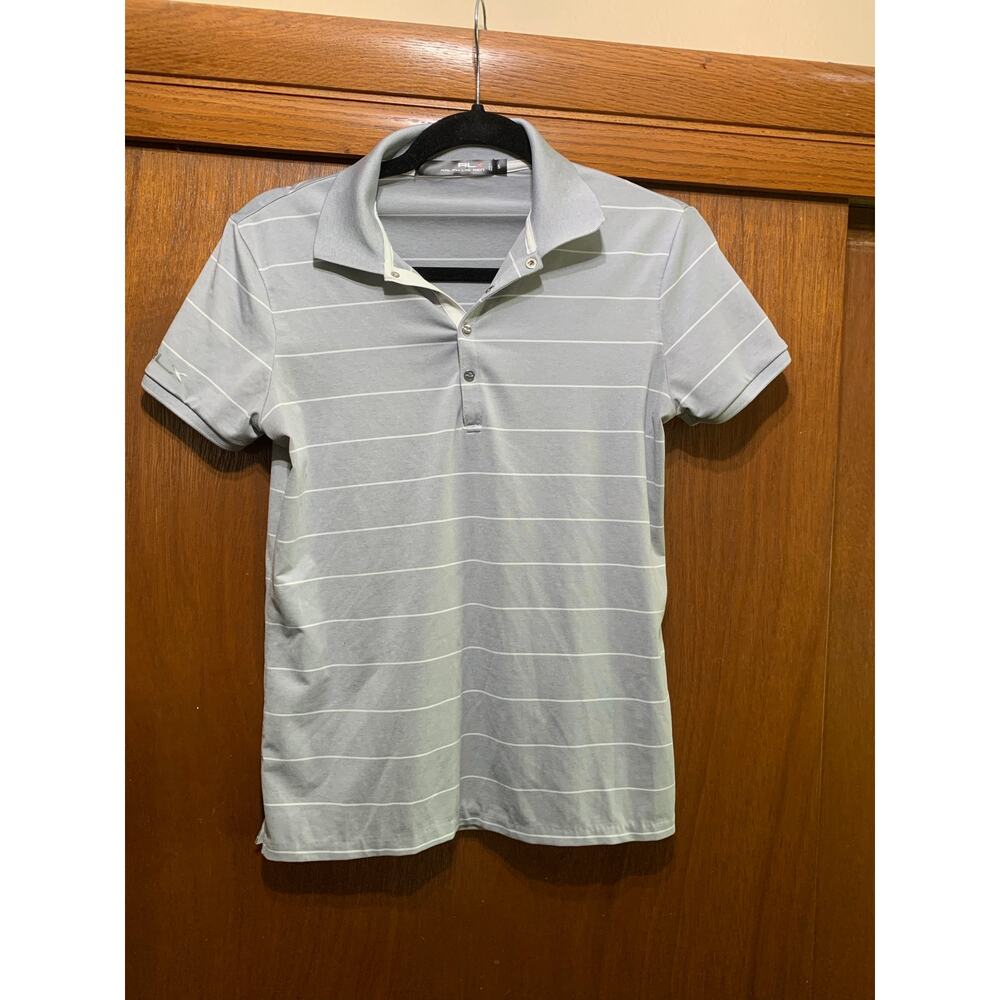 RLX Ralph Lauren Golf Polo Shirt Mens Small Gray Striped Performance